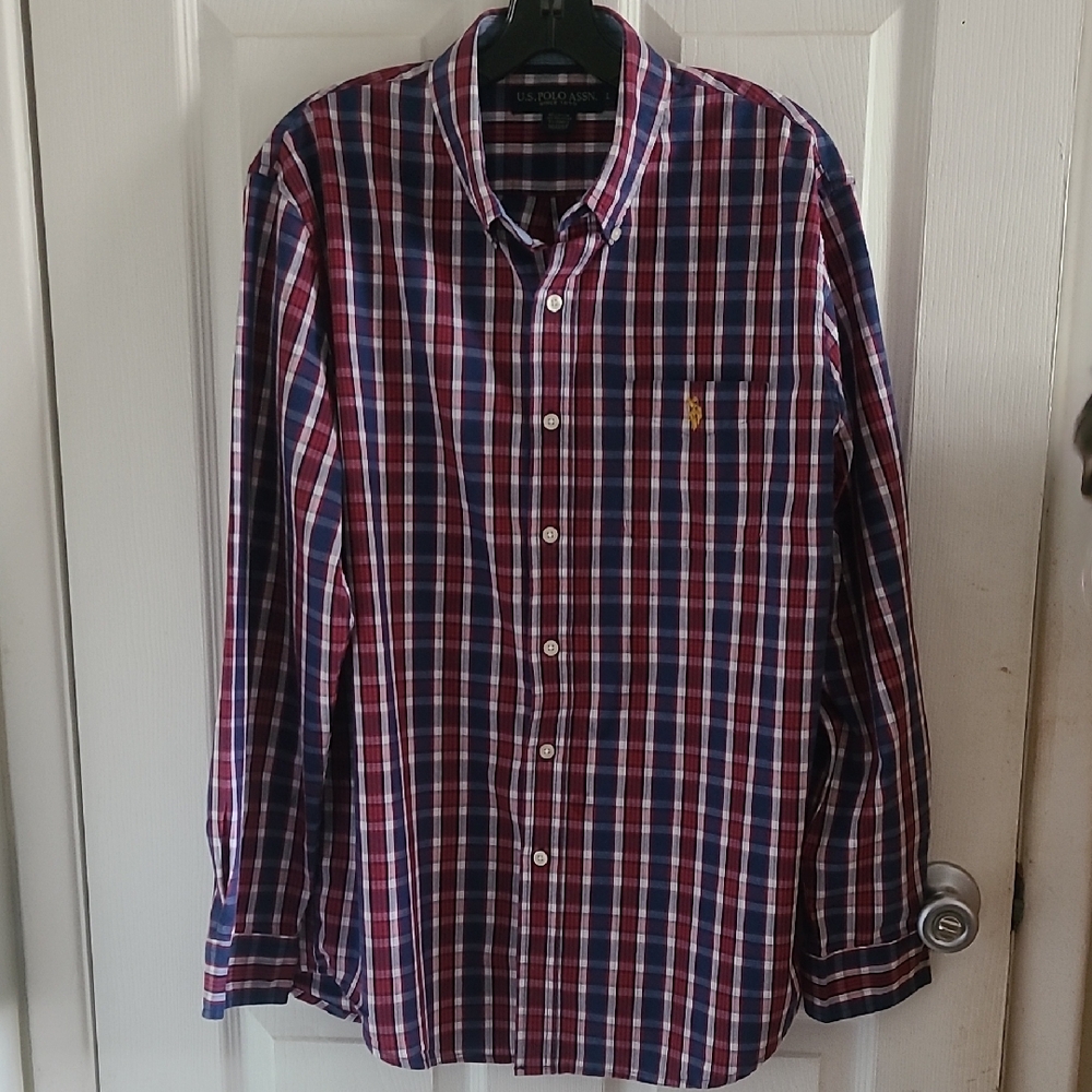 U.S. Polo Assn. Navy and Red Checkered Shirt